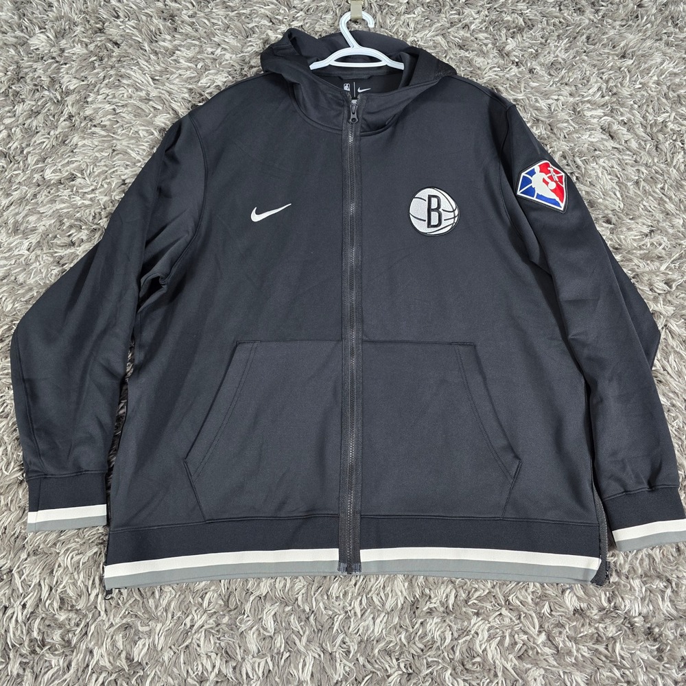 Nike Brooklyn Nets NBA Dri-FIT Full Zip Hoodie Black Mens 3XL DB1020-010